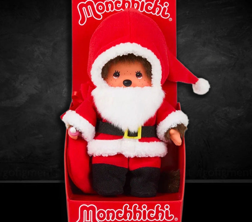Sekiguchi Monchhichi Boy Santa Claus Plush 8" Monkey