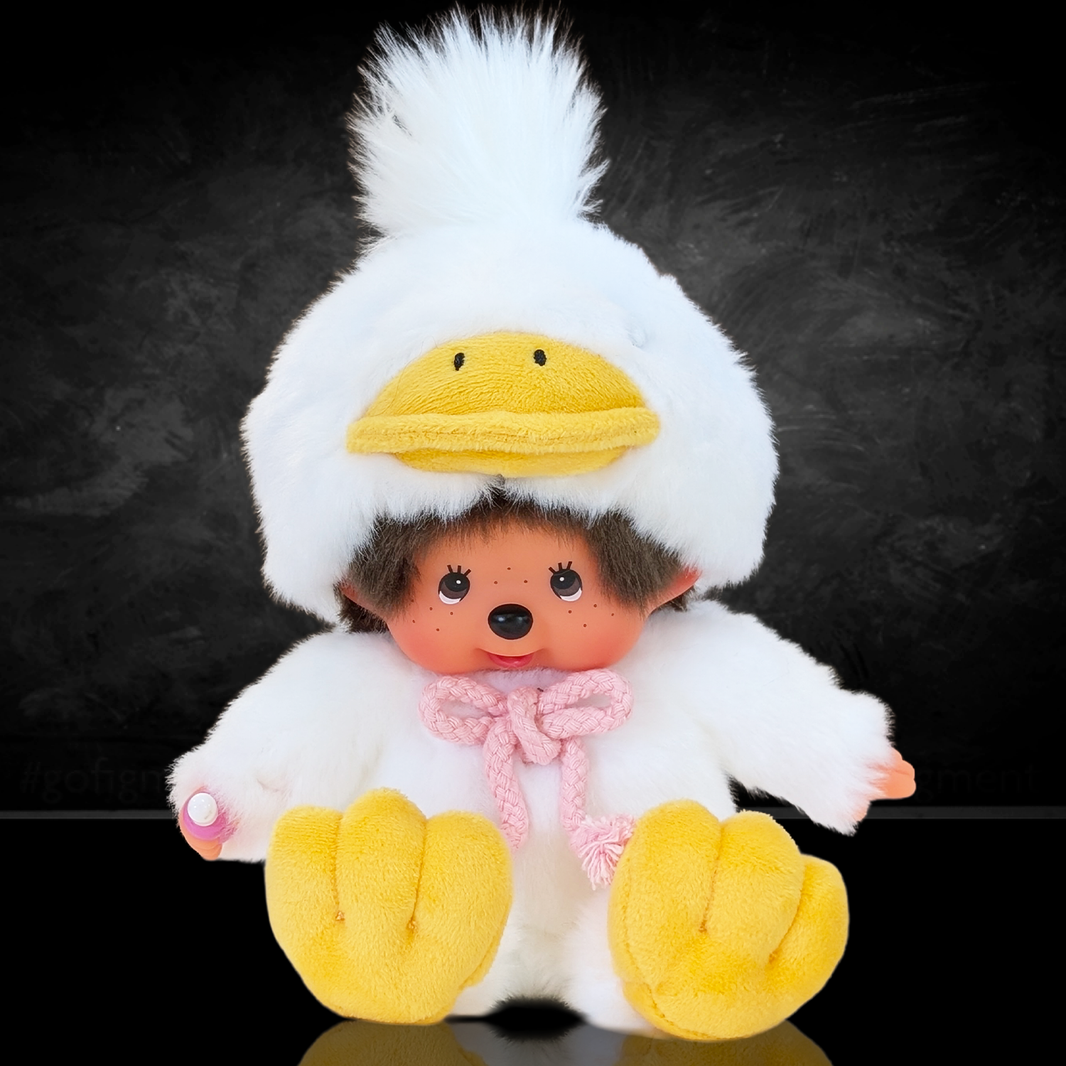 8" Large Monchhichi Doll - Animal Friend DUCK - Authentic Monkey Plush, NWT