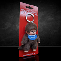 Sekiguchi Monchhichi Classic Boy with Blue Bib 4" Plush Keychain - NWT