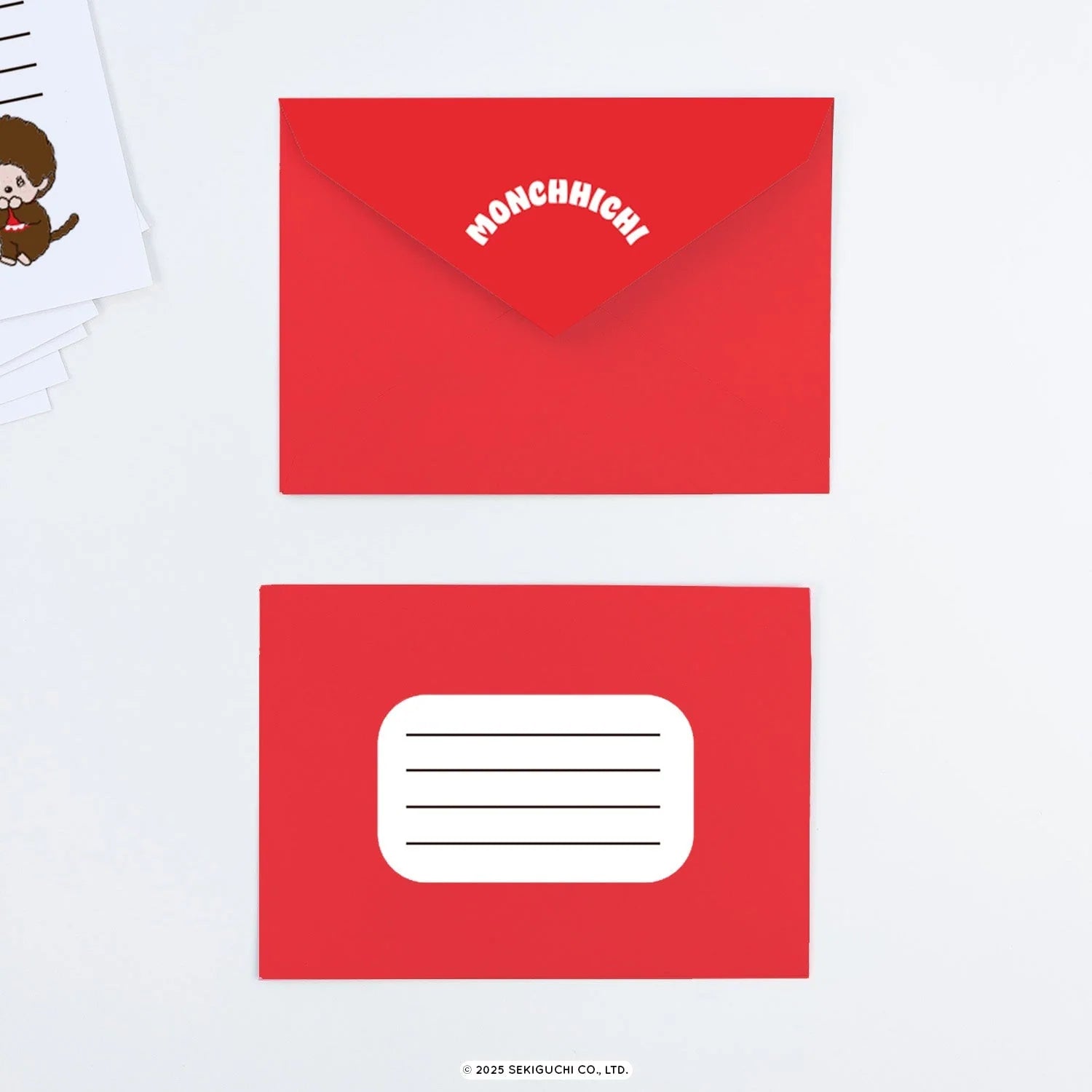 Monchhichi 7.5" Pipsticks Classic Letter Kit Stationery Set with red envelopes and lined labels