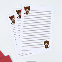 Monchhichi 7.5" Pipsticks Classic Letter Kit Stationery Set with lined sheets and Monchhichi character art