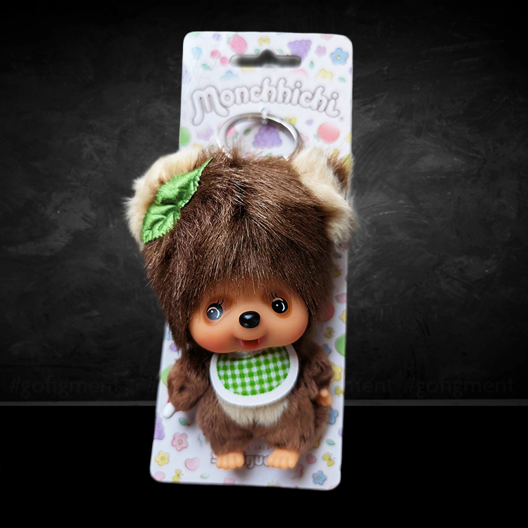 Sekiguchi Monchhichi Tanu Tanu Raccoon Dog Plush 4" Mascot Keychain - NWT