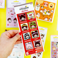 Monchhichi & Friends 7" Pipsticks Sticker Sheet Gold Foil featuring colorful character stickers
