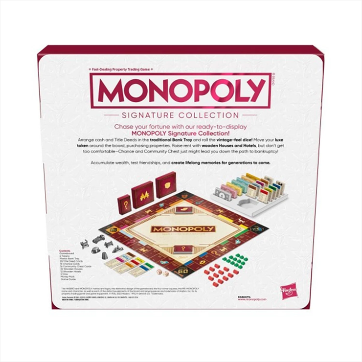 Hasbro Monopoly Signature Collection Premium Edition board game with deluxe components and elegant packaging