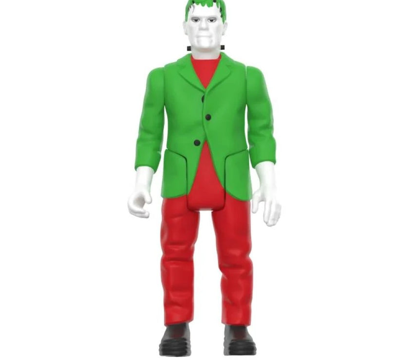 Hasbro Universal Monsters ReAction figure dressed in festive green and red holiday outfit standing upright on white background