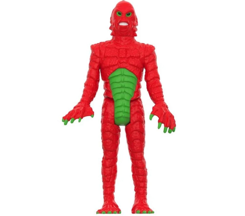Hasbro Universal Monsters ReAction red and green swamp creature action figure standing upright on white background