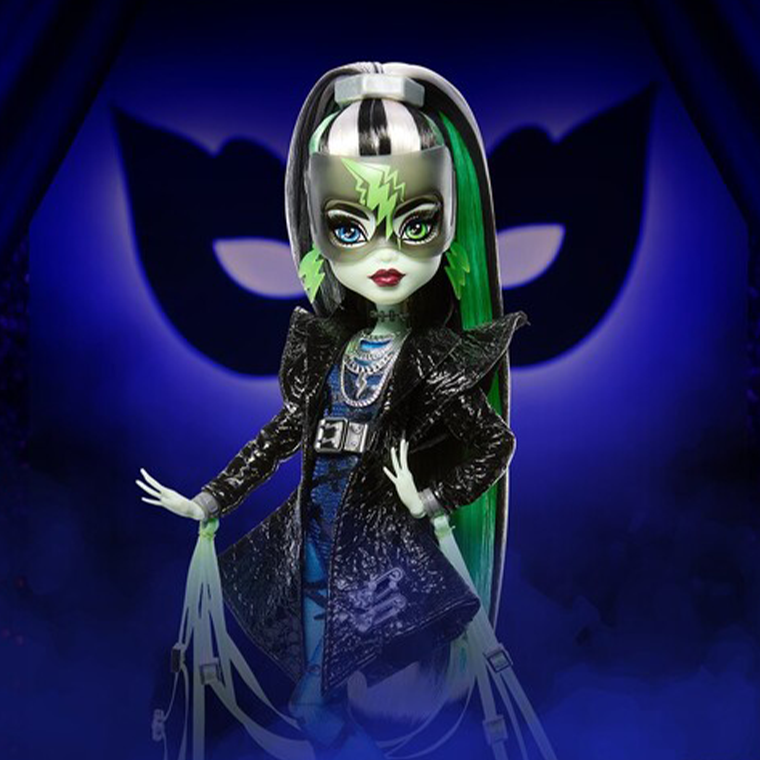 Frankie Stein Mattel Monster High Haunt Couture Midnight Runway 10.5 Inch Fashion Doll wearing a black and green outfit