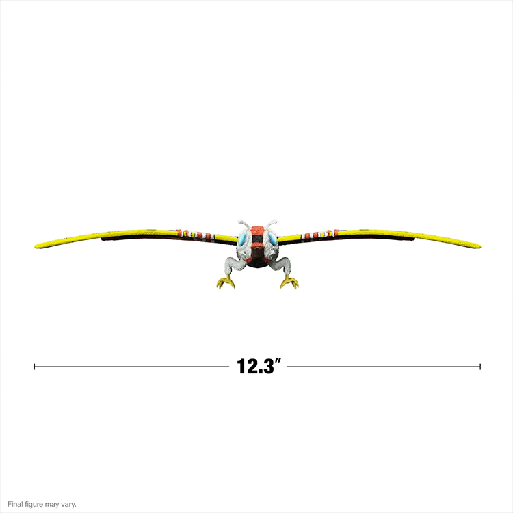 Front view of Super7 Mothra 1992 action figure with fully extended 12.3-inch wingspan on white background