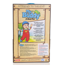 Playskool My Buddy 18-inch doll packaging featuring classic 1985 design with colorful illustration and text.
