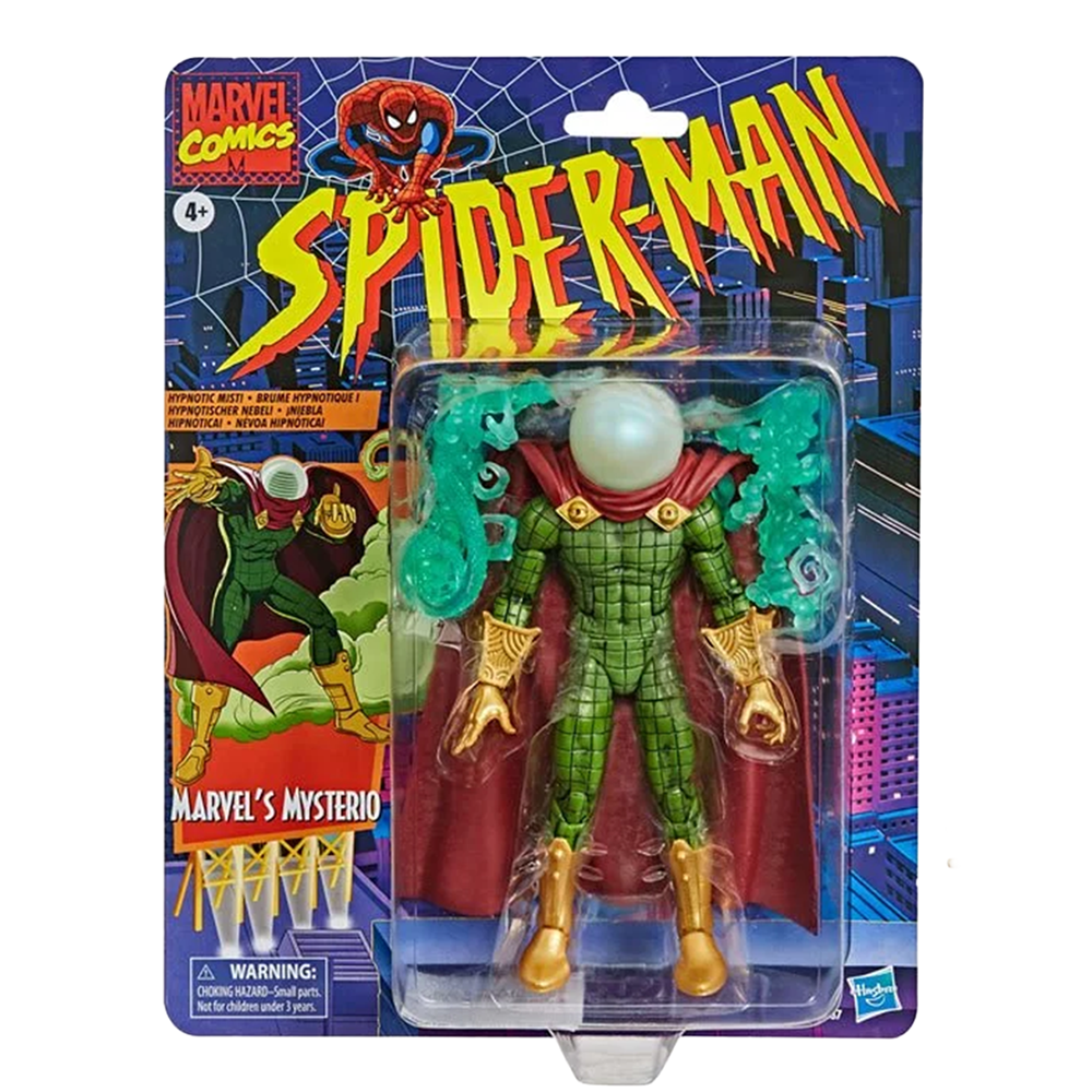 Mysterio Spider-Man Marvel Legends Series Action Figure by Hasbro 6 Inch in vintage Marvel Comics packaging