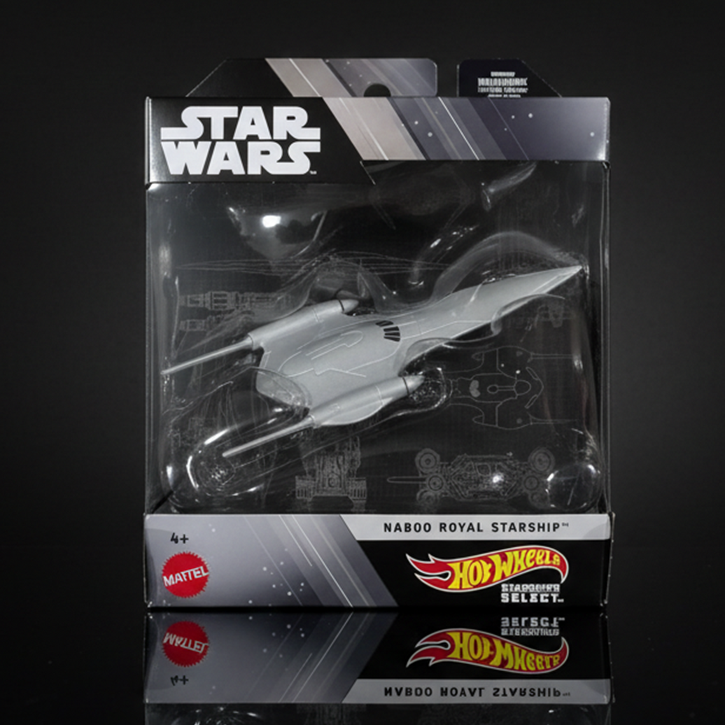Mattel Star Wars Hot Wheels Starships Select Naboo Royal Starship 1:50 scale die-cast vehicle in packaging