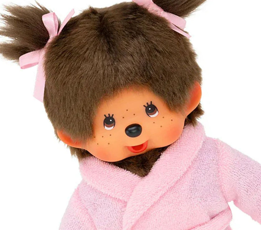 Sekiguchi Monchhichi Girl in Pink Bathrobe Plush 8" Monkey