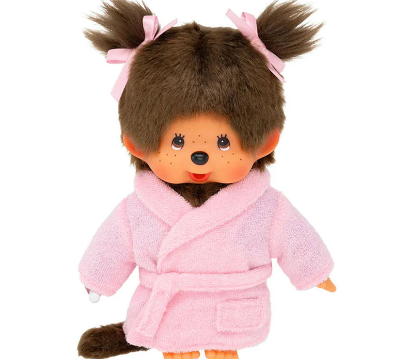 Sekiguchi Monchhichi Girl in Pink Bathrobe Plush 8" Monkey