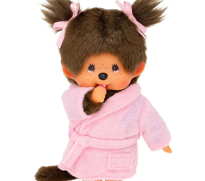 Sekiguchi Monchhichi Girl in Pink Bathrobe Plush 8" Monkey