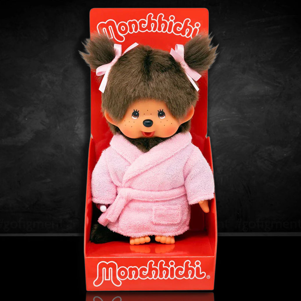 Sekiguchi Monchhichi Girl in Pink Bathrobe Plush 8" Monkey