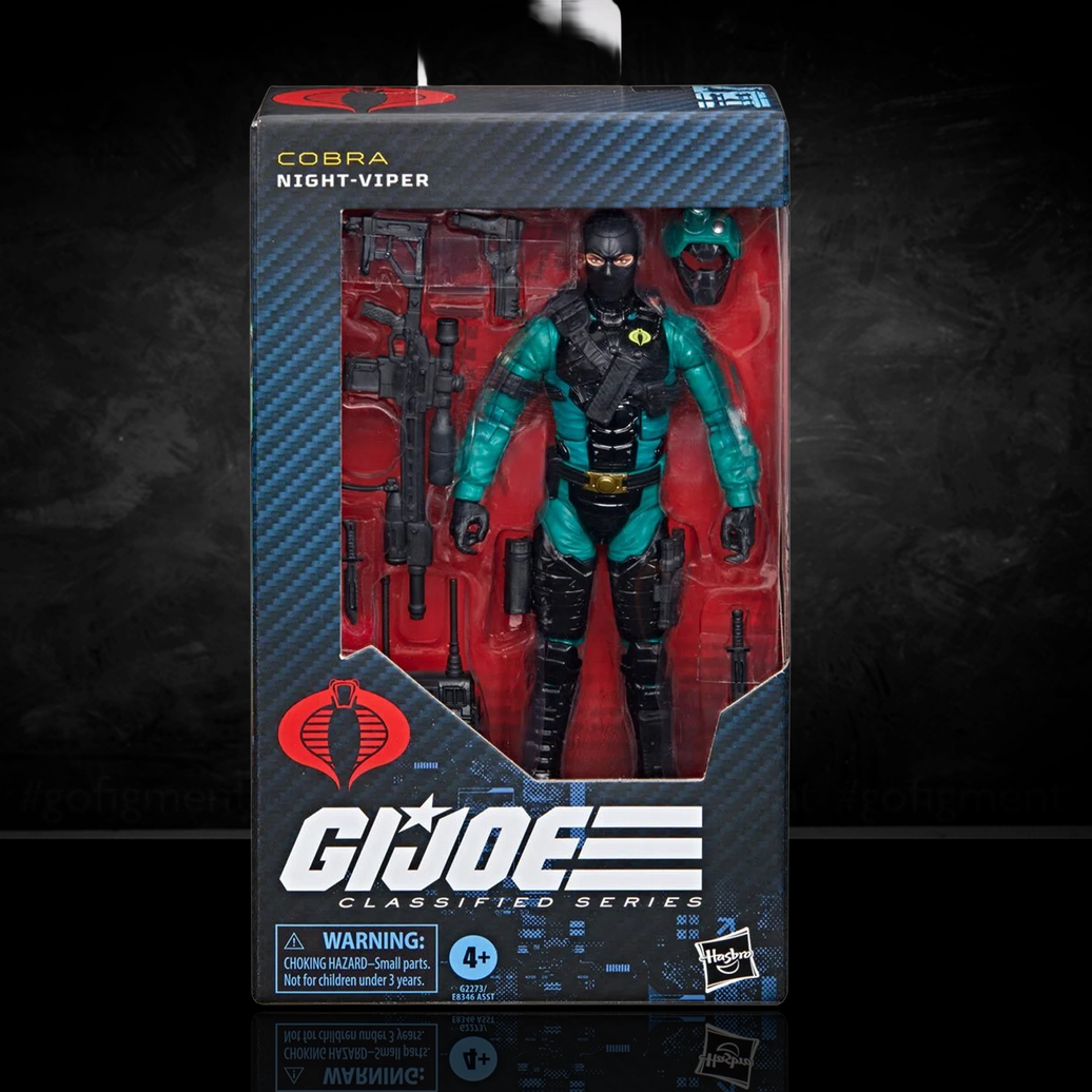 Image of a Collectible Night-Viper  "187" G.I. Joe Classified Series 6 inch COBRA Action Figure