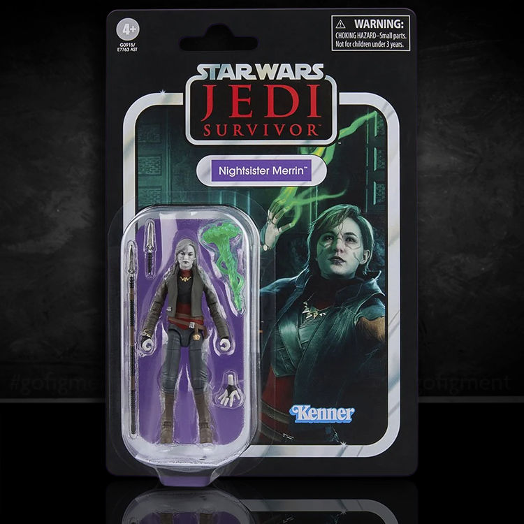 Star Wars Jedi Survivor Nightsister Merrin 3 3/4-inch action figure by Kenner with accessories in packaging