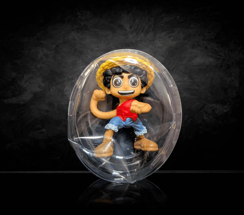 Go Figment One Piece mini figure of Monkey D. Luffy in blind box packaging for collectors and fans