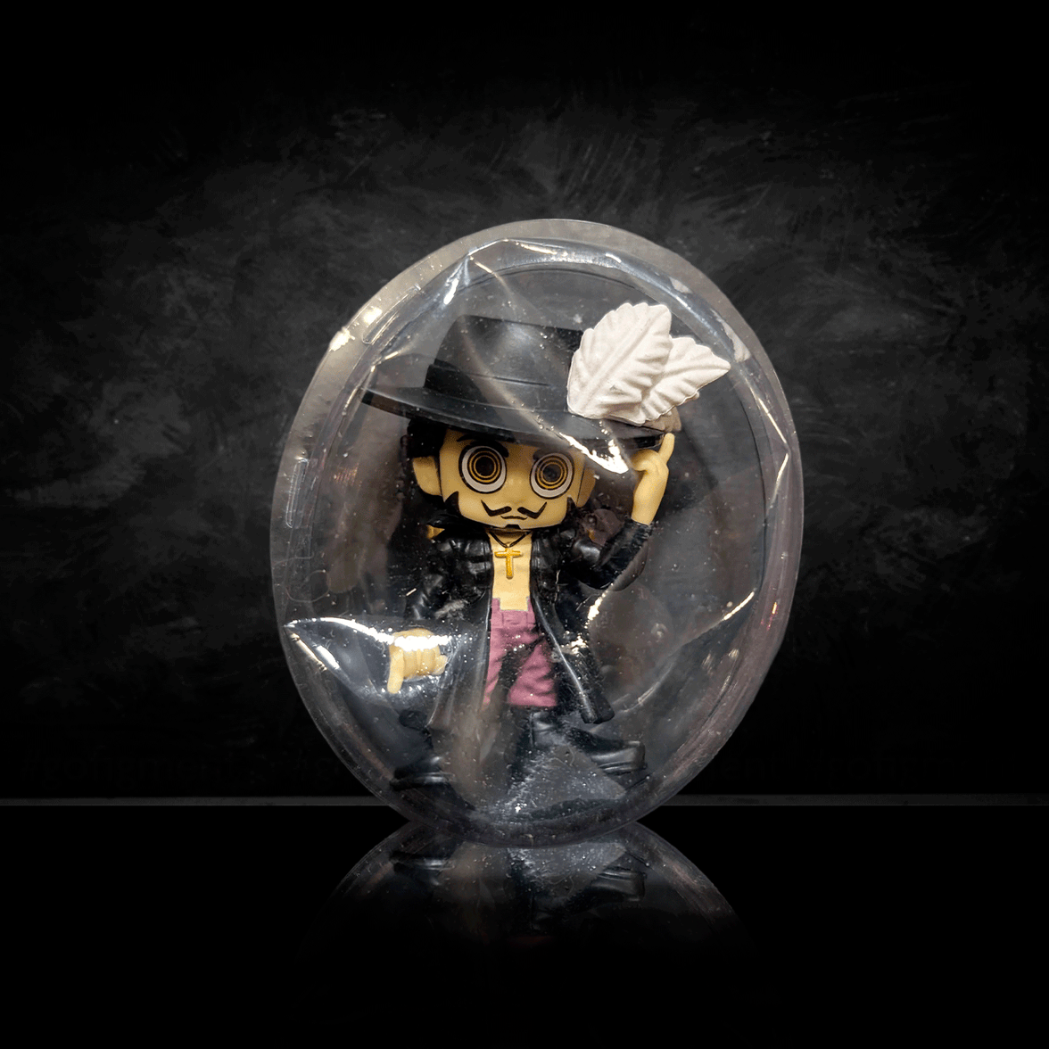 Go Figment One Piece Confirmed Blind Box mini figure with character holding white leaves in clear packaging
