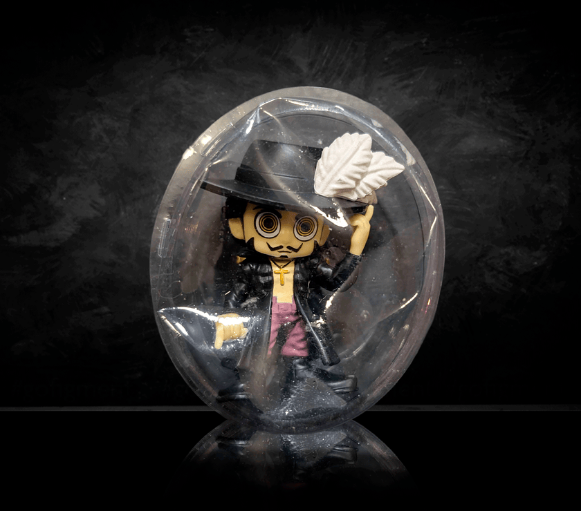 Go Figment One Piece Confirmed Blind Box mini figure with character holding white leaves in clear packaging