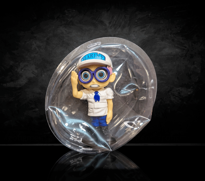 Go Figment One Piece Confirmed Blind Box Mini Figure featuring Marine character in protective bubble packaging