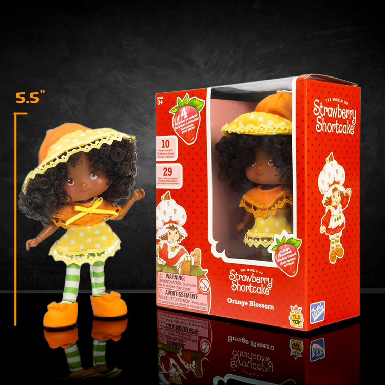 Orange Blossom Strawberry Shortcake doll by Loyal Subjects, 5.5 inches tall with articulated joints and vibrant outfit.