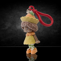 UCC World of Strawberry Shortcake soft flocked mini figure hanger wearing yellow dress and fruit hat with red clip attachment