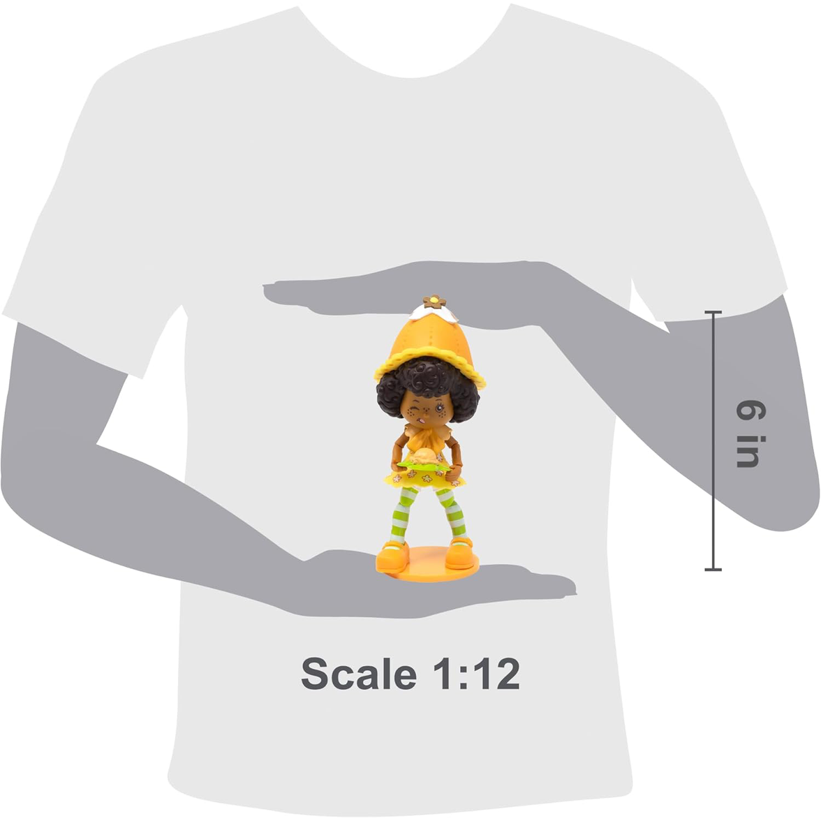 Boss Fight Studio Llc Orange Blossom Strawberry Shortcake 1:12 figure with curly hair, yellow hat, striped leggings, and orange shoes