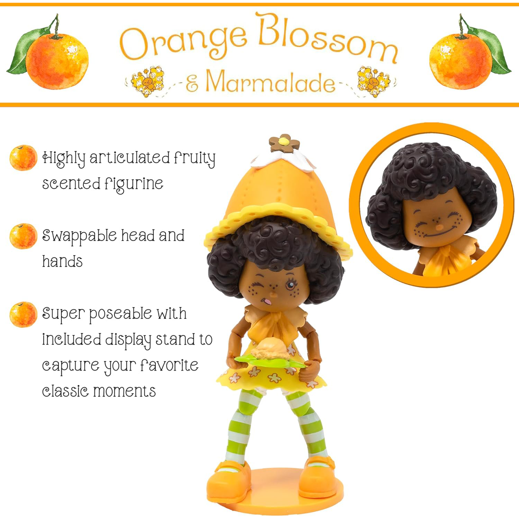 Boss Fight Studio Llc Orange Blossom collectible figure with curly hair, yellow hat, striped stockings, and floral dress poseable display stand