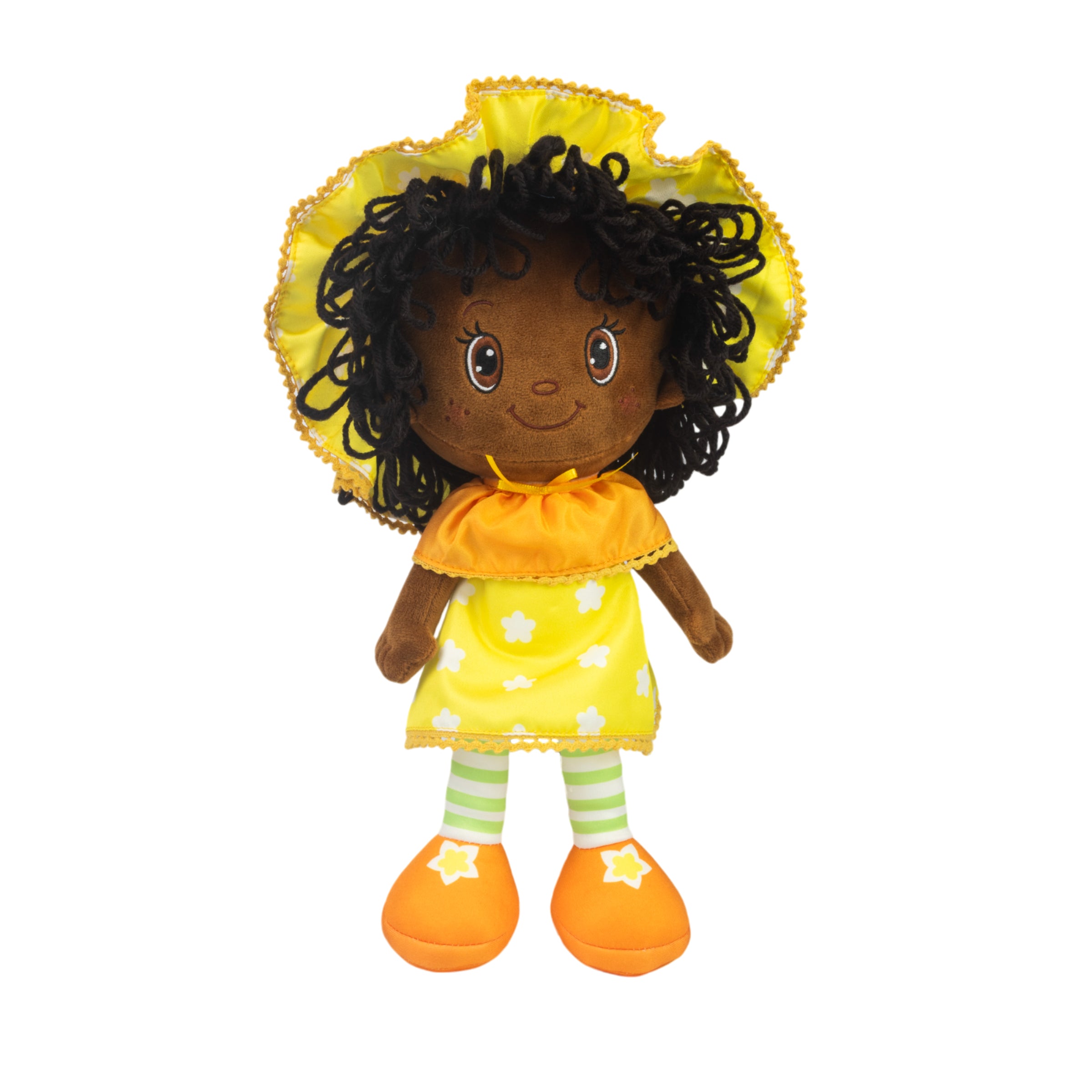 Limited edition 14-inch Orange Blossom rag doll by Loyal Subjects with soft curls and bright yellow outfit