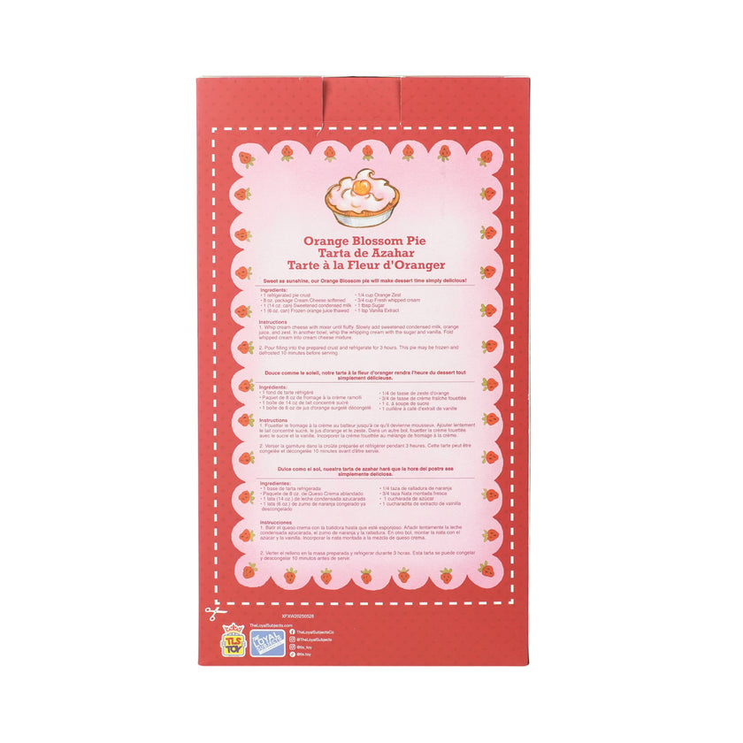 Packaging back of Loyal Subjects Orange Blossom scented rag doll with recipe and decorative border design