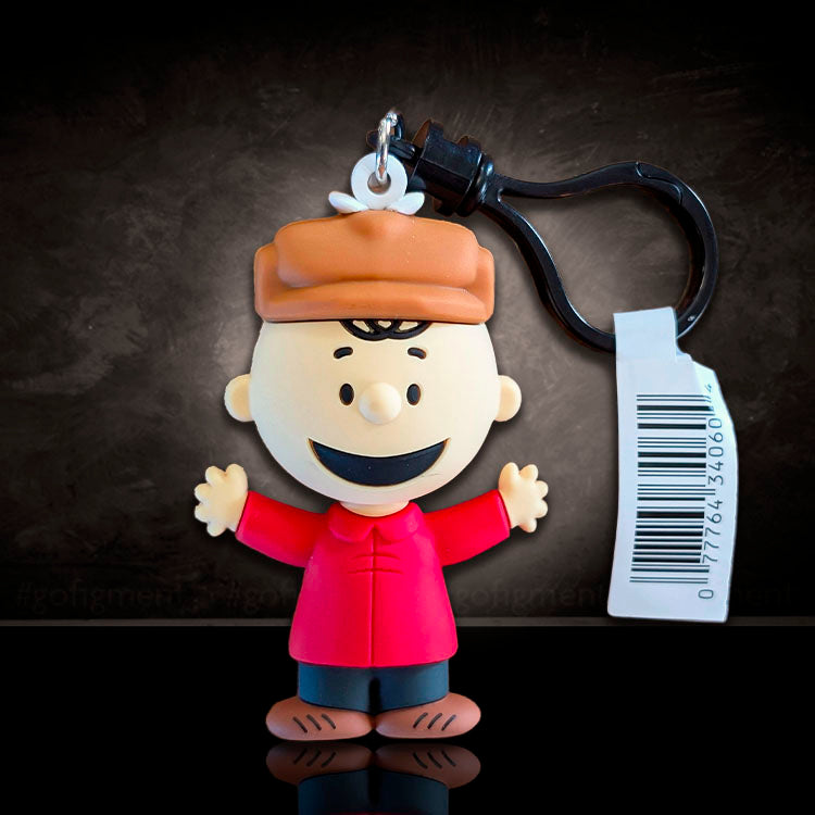 Charlie Brown figural bag clip in red jacket and brown hat by Monogram from Peanuts Series 4 collection