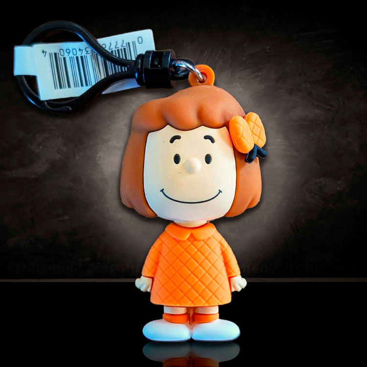 Monogram Patty Swanson Peanuts Series 4 figural bag clip in orange checkered dress accessory