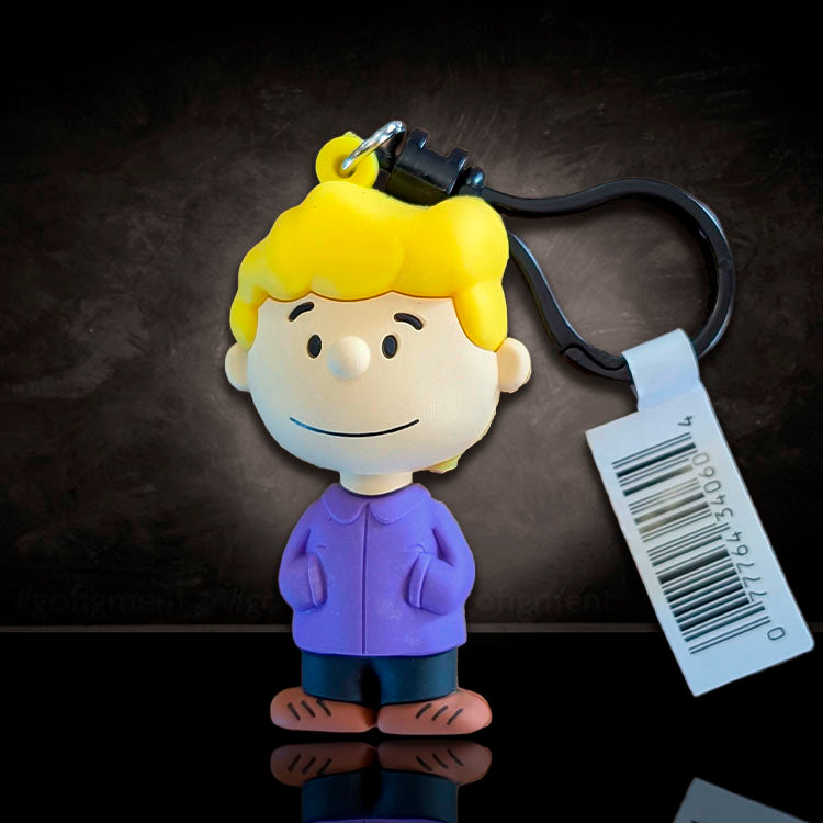 Schroeder Peanuts Series 4 figural bag clip in purple jacket by Monogram with keychain and barcode tag.