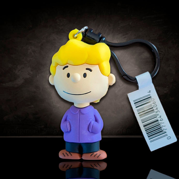 Schroeder Peanuts Series 4 figural bag clip in purple jacket by Monogram with keychain and barcode tag.