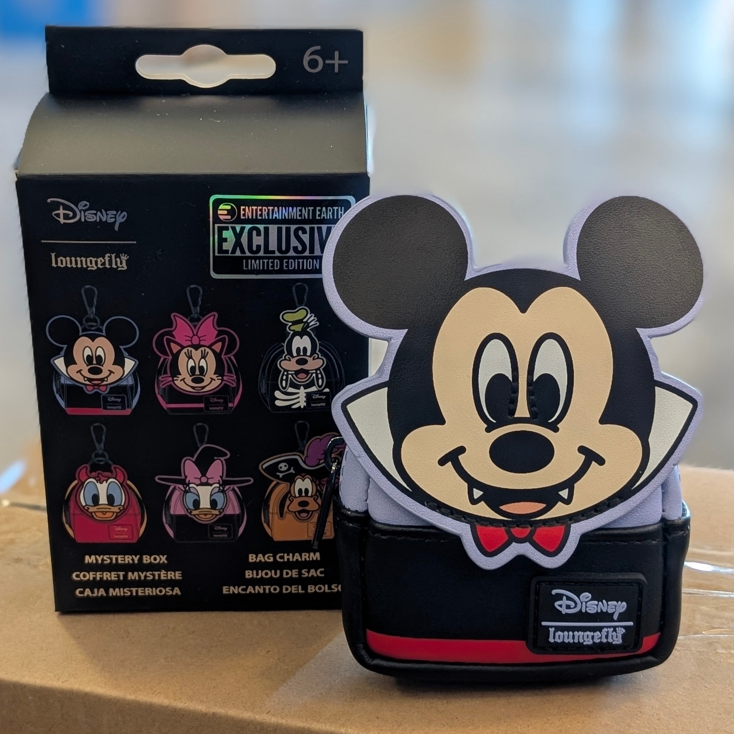 Loungefly Disney Mickey Mouse vampire mini backpack bag charm with working zipper and Halloween design.