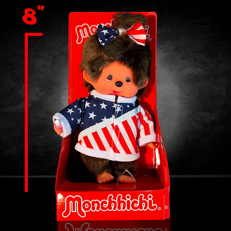 Sekiguchi Monchhichi Girl in Patriotic Attire 8"Monkey Plush - NWT