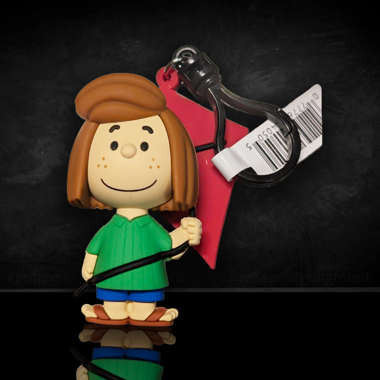 Peppermint Patty 3D foam bag clip holding a red kite by Monogram, Peanuts 75th Anniversary Series 3 collectible