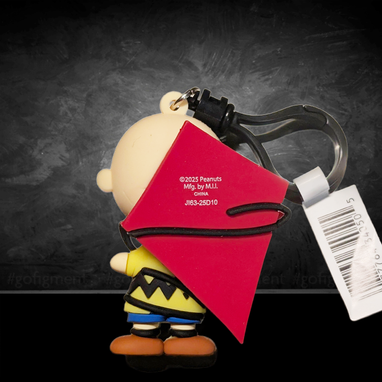 3D foam bag clip of Charlie Brown with red kite from Peanuts 75th Anniversary Series by Monogram, keychain style