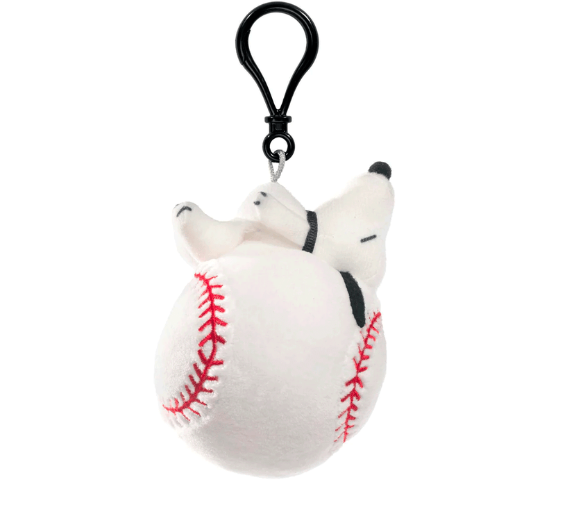 Go Figment Peanuts Snoopy plush keychain bag clip with baseball design for sports fans and collectors