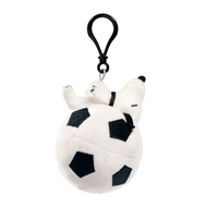 Go Figment Snoopy plush keychain in soccer ball design with black clip for bags or keys collection