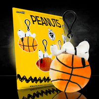 Go Figment Peanuts Snoopy plush keychain with basketball design and clip for bags or keys