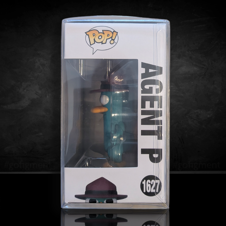 Funko Pop Agent P vinyl figure from Phineas and Ferb in collector window box, character wearing signature fedora hat.