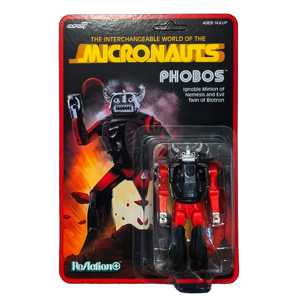 Phobos Micronauts Super7 ReAction+ Action Figure 12 Points of Articulation, black and red figure