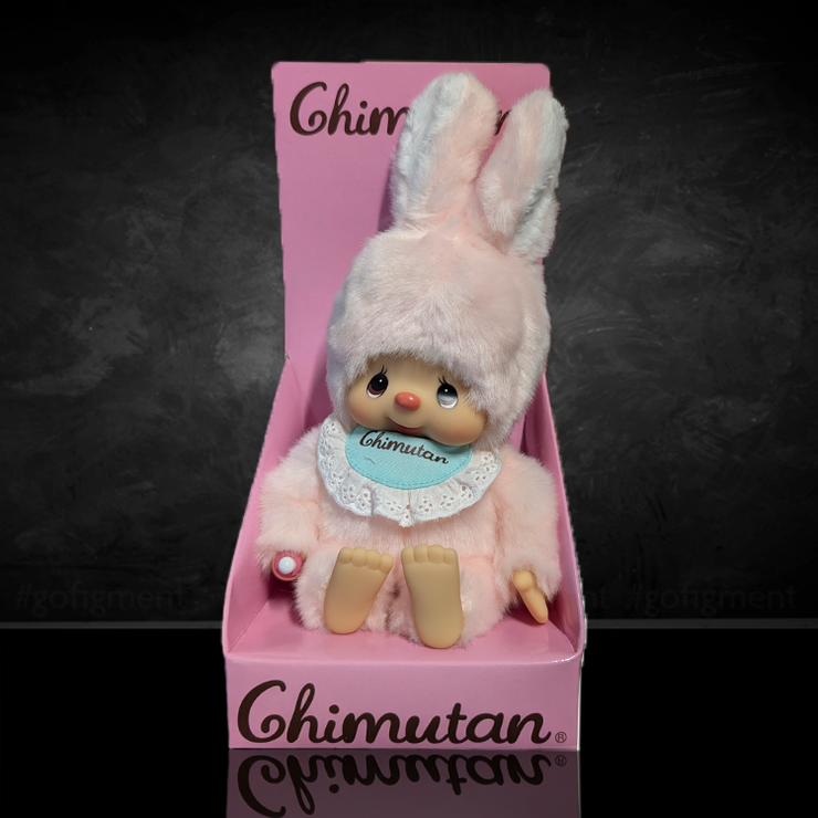 Sekiguchi Monchhichi Chimutan Pink Bunny 7" Monkey Plush - NWT