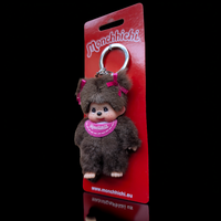 Sekiguchi Monchhichi Classic Girl with Pig Tails 4" Plush Keychain - NWT