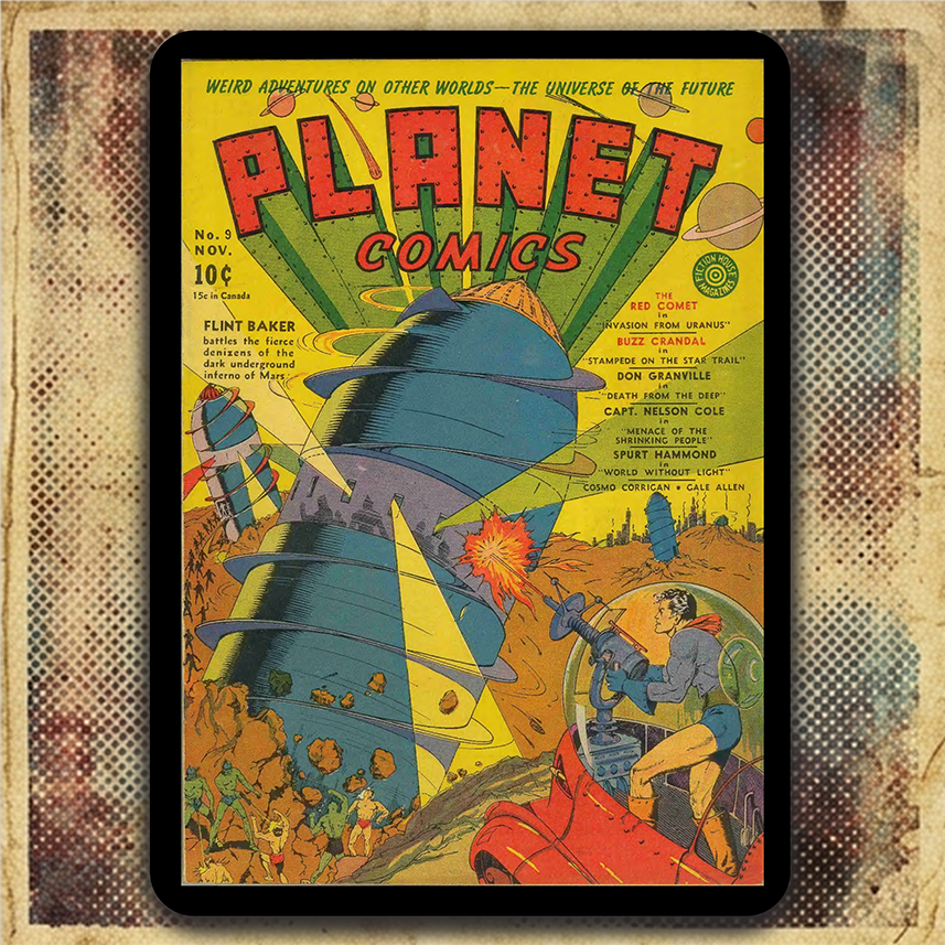 Planet Comics #9 (November 1940) vintage comic cover featuring space battle scene from Go Figment.