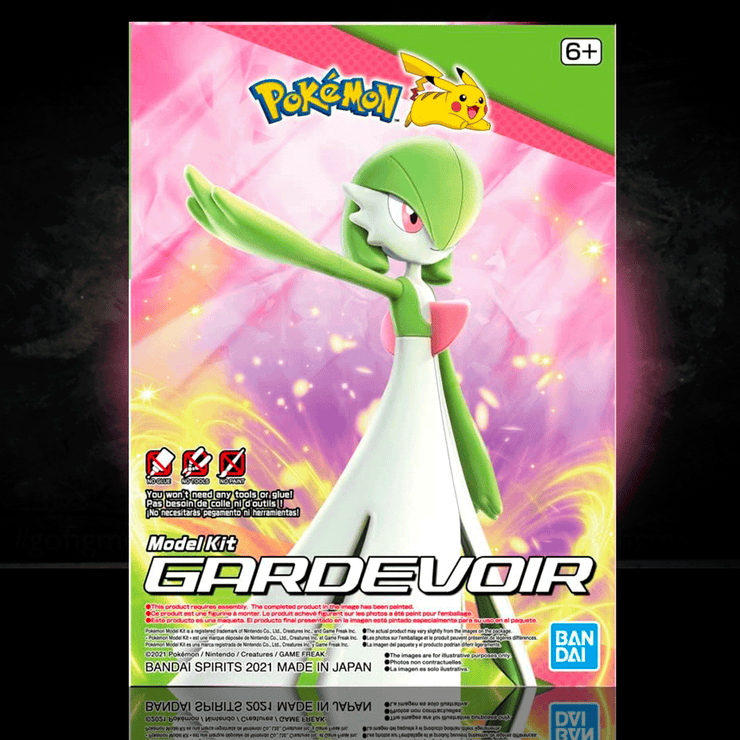 Bandai Spirits Gardevoir Pokémon model kit by Blokees featuring an easy assembly design with no glue required for ages 6 and up.