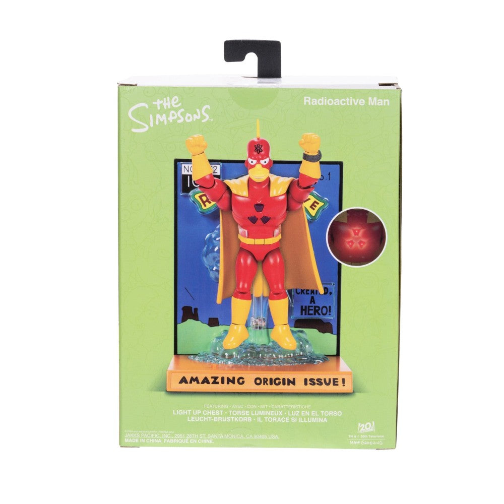 Radioactive Man Premium Action Figure The Simpsons 5in Scale by Jakks Pacific with light-up chest feature in packaging