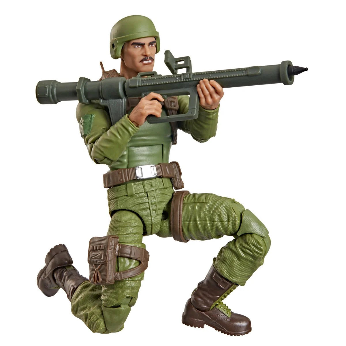 Rafael “Zap” Melendez "Retro Cardback" G.I. Joe Classified Series 6 inch Action Figure by Hasbro kneeling with rocket launcher